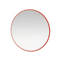 Round Wall Mirror with Red Frame - Modern Decorative Accent for Home**