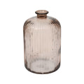 Elegant Ribbed Glass Vase - Smoky Brown Decorative Jar